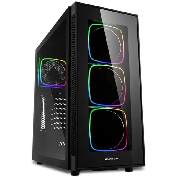 PC-chassi - Sharkoon - TG6 RGB - Midi ATX - Svart - 3 fläktar - 4 SSD-plattformar