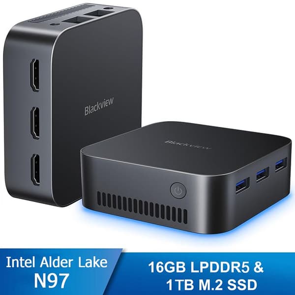 Mini PC - Blackview - MP80 - 16 GB DDR5 - 1 TB SSD - Intel Alder Lake N97 3,60 GHz - Svart