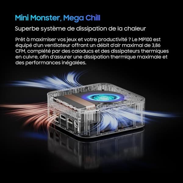 Blackview MP100 Mini PC AMD Ryzen™ 7 5825U 4,5 GHz Max 16 GB 1 TB-2 TB SSD, Windows 11 Pro, Wifi 6, 4K UHD-skärm NETFLIX - Grå