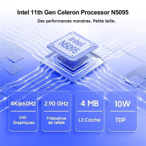 Mini PC Blackview MP60 Intel N5095 2,9 GHz, Windows 11 Pro, 16 GB LPDDR4 - 1 TB SSD Mini stationär dator, Wi-Fi 2,4G+5G - Svart
