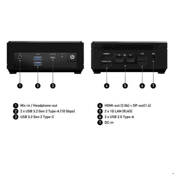 Mini PC - MSI - Cubi N ADL 002EU - Celeron N100 - RAM 4 Go - SSD 128 Go