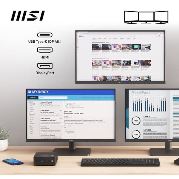 Mini PC - MSI - Cubi N ADL 002EU - Celeron N100 - RAM 4 Go - SSD 128 Go Svart
