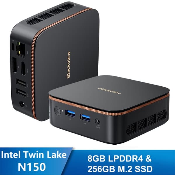 Mini PC Blackview MP20 Intel Twin Lake N150 3.6GHz Max 8 Go 256 Go/SSD 2To, Windows 11 Pro, Wifi 6, 4K UHD Display NETFLIX - Grå