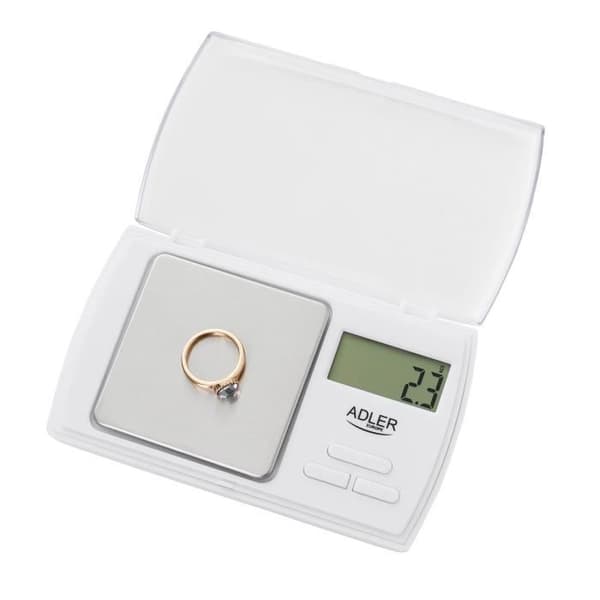 ADLER AD-3161 Precision Pocket Scale (500-0,01g) Liten matvåg, elektriska smyckesvågar, LCD-skärm i rostfritt stål.