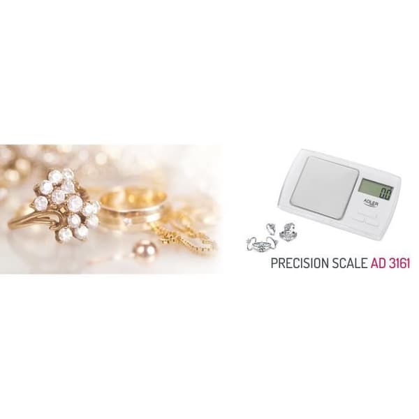 ADLER AD-3161 Precision Pocket Scale (500-0,01g) Liten matvåg, elektriska smyckesvågar, LCD-skärm i rostfritt stål.