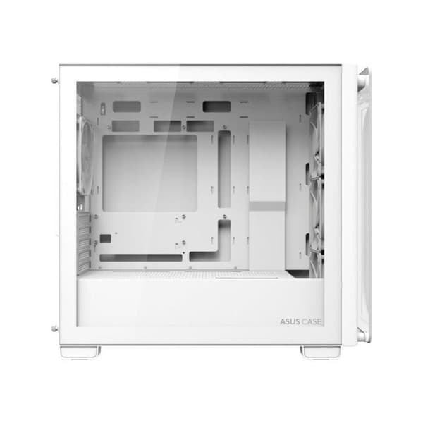Boîtier PC microATX - ASUS - A23 Plus TG ARGB - Vit - Förinstallerade ARGB-fläktar - Härdat glas