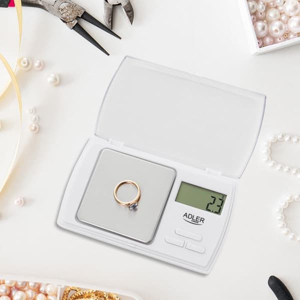 ADLER AD-3161 Precision Pocket Scale (500-0,01g) Liten matvåg, elektriska smyckesvågar, LCD-skärm i rostfritt stål.