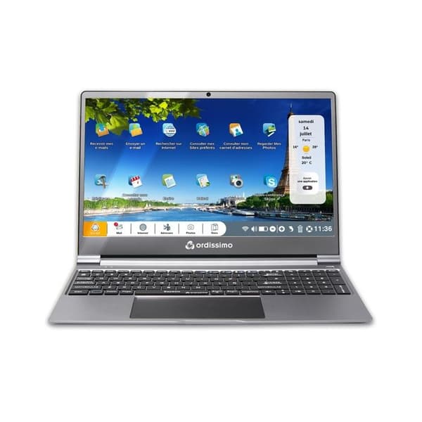 Ordissimo Senior Laptop Pack Sarah 15.6 Intel Celeron 4 GB RAM 128 GB SSD Metallic Grey + Filguide
