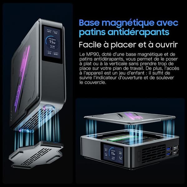 Mini PC Blackview MP90 Intel Alder Lake N97 3.6GHz Max 16 Go, 512 Go/SSD 2To, Windows 11 Pro, Wifi 5, 4K UHD, 11 Varierade Portar - Grå