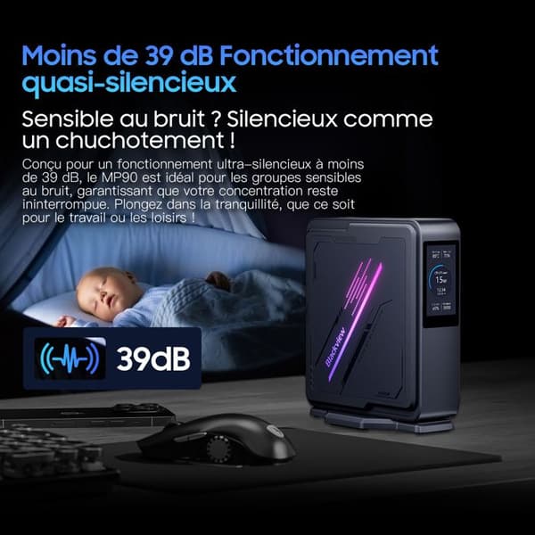 Mini PC Blackview MP90 Intel Alder Lake N97 3.6GHz Max 16 Go, 512 Go/SSD 2To, Windows 11 Pro, Wifi 5, 4K UHD, 11 Varierade Portar - Grå