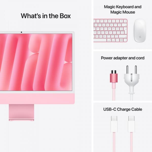 Apple iMac 24" M4 16 Gt, 256 Gt -tietokone, pinkki (MWUG3)