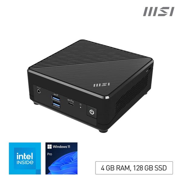 MSI Cubi N ADL 001EU Mini PC - N-series N200 - 4 GB RAM - 128 GB SSD - UHD-grafik Svart