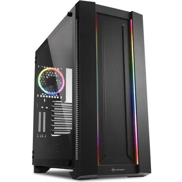 Sharkoon Elite Shark CA200M, PC-fodral, ARGB, 8x RGB-kontroll, klassisk och vertikal grafikintegration - Svart