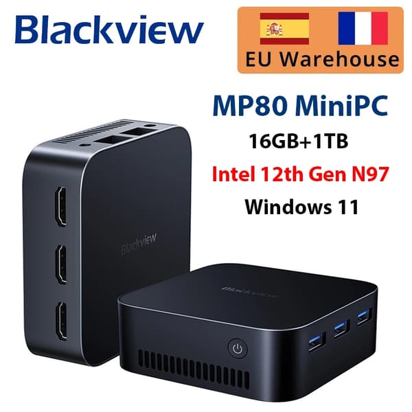 Mini PC, Intel 12. sukupolven N97, 1TB tallennustila,16+1TB