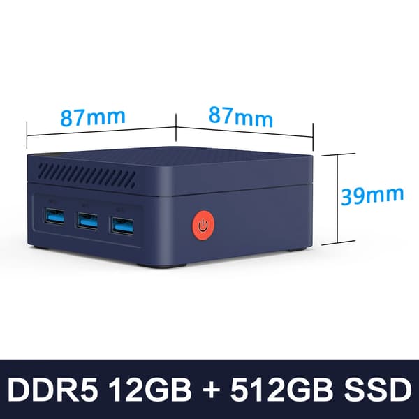 Mini PC, 12GB RAM, 512GB Tallennustila,12GB RAM 512GB ROM, EU