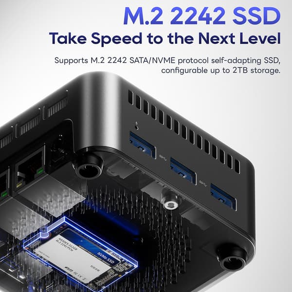 Mini PC, Intel N150-processor, 12 GB RAM, 512 GB SSD,12GB LPDDR5 RAM 512GB SSD, EU
