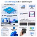 Miniatyrbild 2 av 6: Mini PC Huidun H50 Intel Twin Lake N150 3.6GHz Max 16 Go 512 Go/SSD 2To, Windows 11 Pro, Wifi 6, 4K UHD Display NETFLIX - Grå
