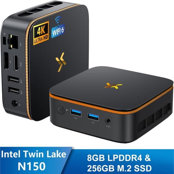 Mini PC Huidun H50 Intel Twin Lake N150 3.6GHz Max 8 Go 256 Go/SSD 2To, Windows 11 Pro, Wifi 6, 4K UHD Display NETFLIX - Grå