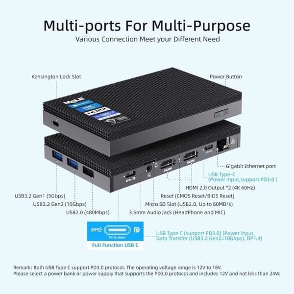 MeLE Quieter 4C Mini PC utan fläkt N100,3,4 GHz,16 Go/512 Go