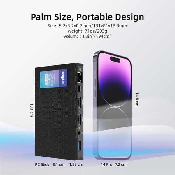 Mini PC - MELE - Quieter3Q - Celeron N5105 - 8GB RAM - 128GB SSD - WiFi 5 - 4K UHD