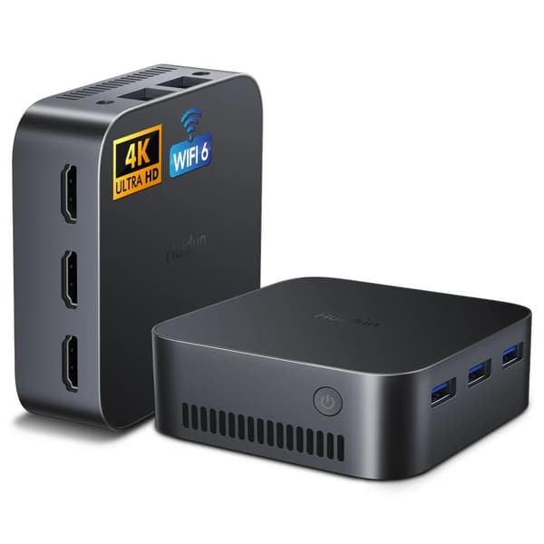Mini PC, 16GB hukommelse, 512GB SSD, Intel Alder Lake processor,EU, N95, Grå