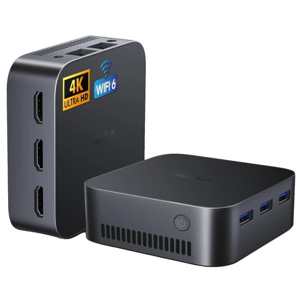 Mini PC, 16GB hukommelse, 512GB SSD, Intel Alder Lake processor,EU, N95, Grå