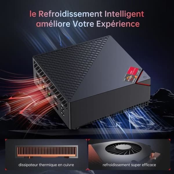 ACEMAGICIAN AM06PRO Mini PC Gamer AMD Ryzen7 5825U 8C/16T 4,5 GHz 32 Go DDR4 1 To M.2 SSD Typ-C 4K UHD Dubbel LAN WiFi 6 BT5.2