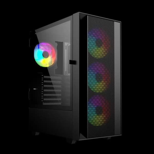 GEMBIRD Fornax 4000 ARGB ATX speldatorfodral, Midi Tower, bakgrundsbelysning, svart - CCC-FC-4000 Svart