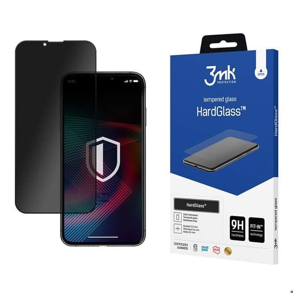 Apple iPhone 13/13 Pro/14/16E - Skydd av skärm 3MK HardGlass Max Privacy Svart