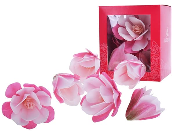 MAGNOLIA wafer rosa blommor 6 st XL för att dekorera tårtor och bakverk