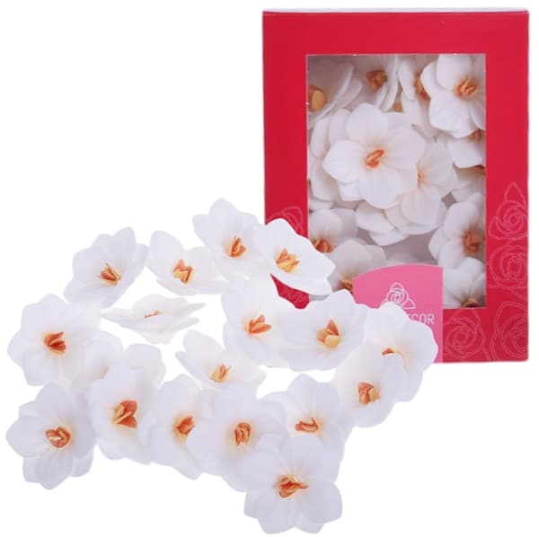 HORTENSIA wafer vita 18 st blommor för att dekorera tårtor och bakverk