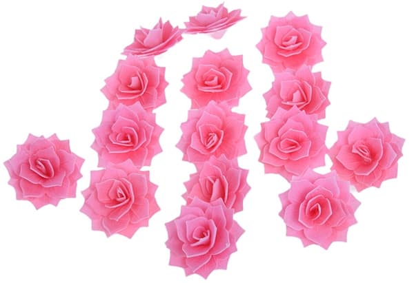 ROSE ROZALIA vaffel lyserød 15 stk. blomster til pyntning af kager og bagværk