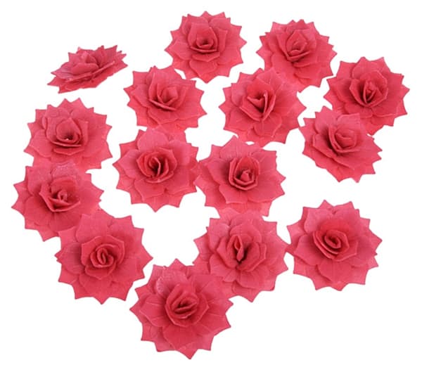 ROSE ROZALIA wafer röd 15 st blommor för att dekorera tårtor och bakverk