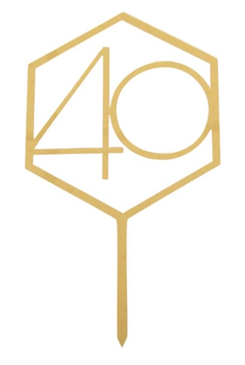 Akryl tårtdekoration för 40-årsdag guld nummer 40
