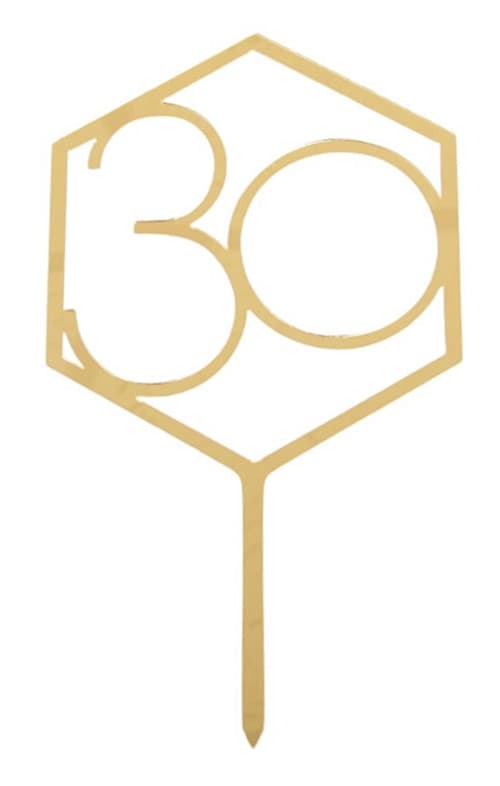 Akryl tårtdekoration för 30-årsdag guld nummer 30