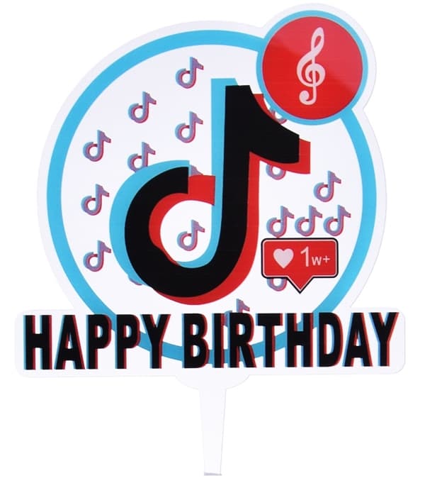 Akryl tårtdekoration Grattis på födelsedagen TIK TOK wz2