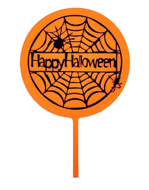 Akryl kagetopper HAPPY HALLOWEEN wz3 edderkoppespind
