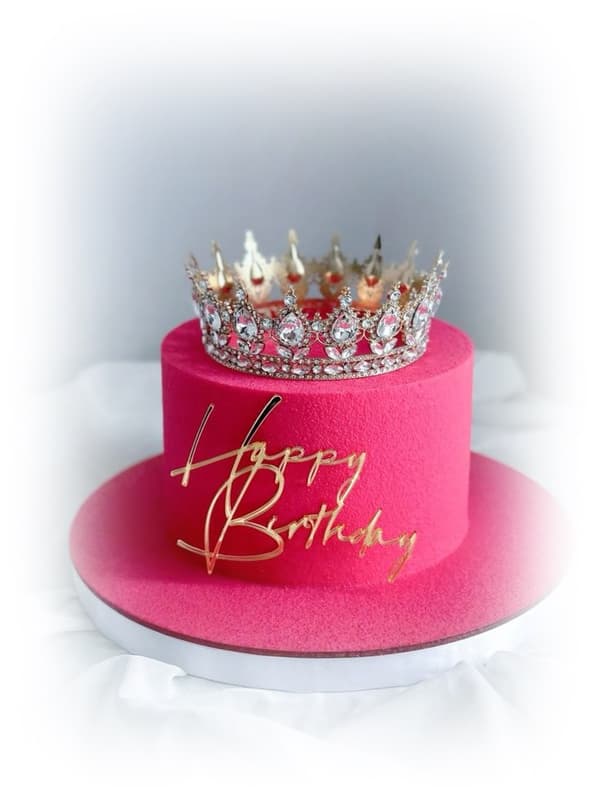 Tårtdekoration CROWN guld turkos topping 8cm