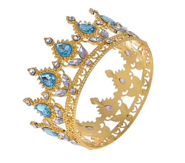 Tårtdekoration CROWN guld turkos topping 8cm