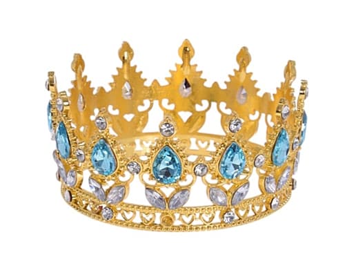 Tårtdekoration CROWN guld turkos topping 8cm