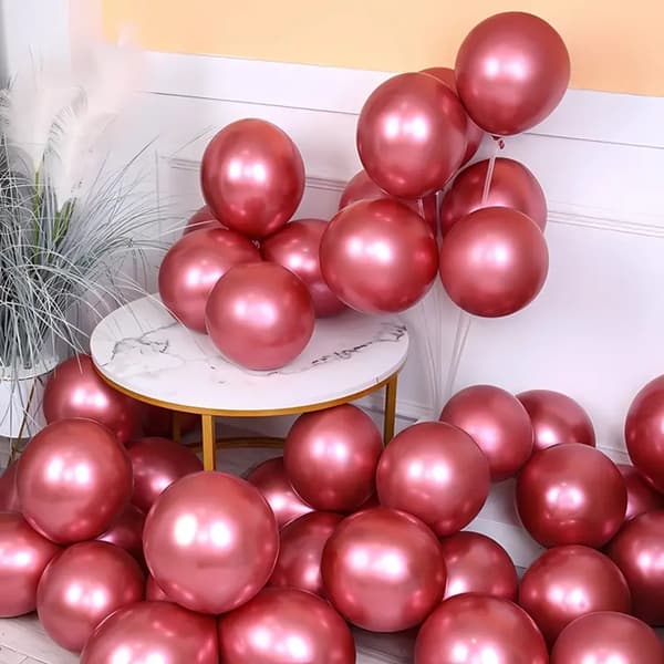 100 st metalliska latexballonger röda STORA 30 cm kromade födelsedagsballonger