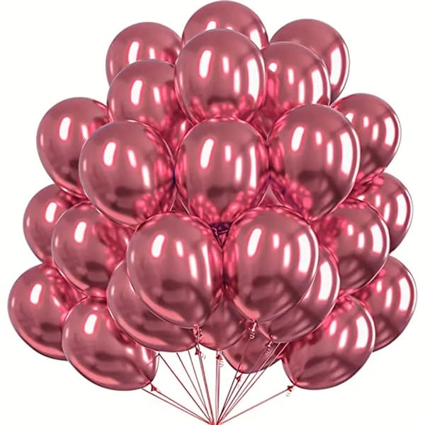 100 st metalliska latexballonger röda STORA 30 cm kromade födelsedagsballonger