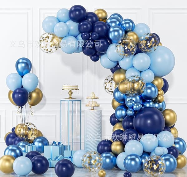 Ballongirlande marineblå blå guld sæt 133 stk. ballonbånd