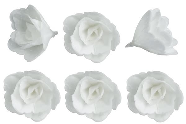 Spiselige vaffelrose til kinesisk kage lille hvid 6 stk.