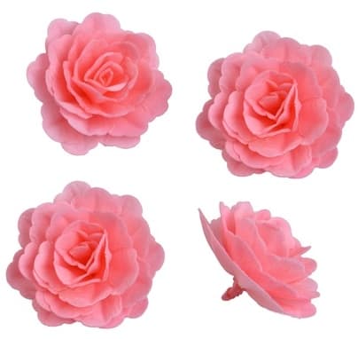 Ätbar ros för kinesisk kaka stor rosa 7cm / 4 st