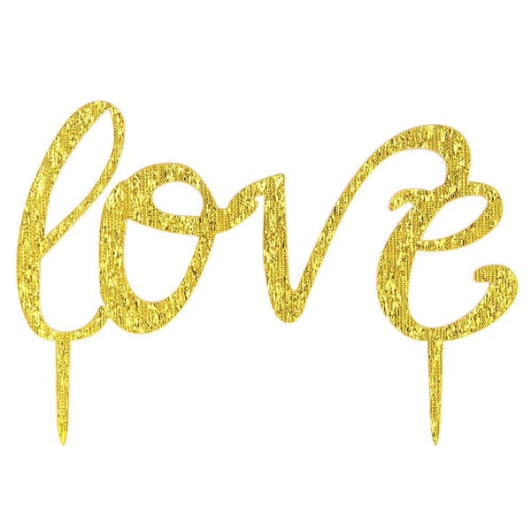 LOVE Guld Akryl Tårtdekoration
