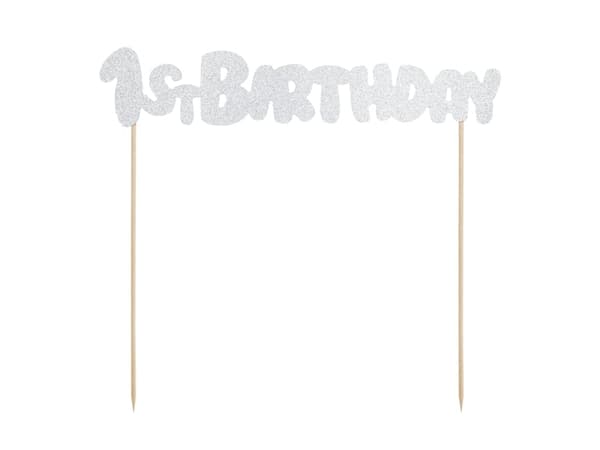 Tårtdekoration "1-årsdag" Silverglitter