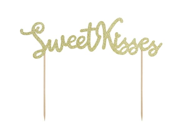 Tårtdekoration ""Sweet Kisses"" Guldglitter