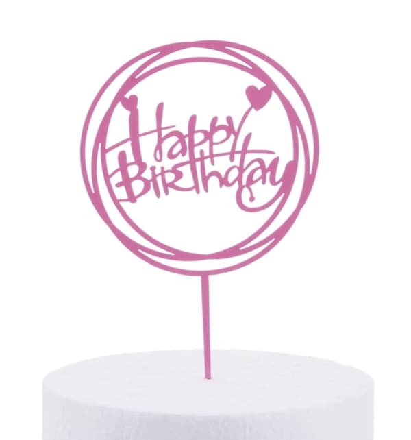GRATTIS PÅ FÖDELSEDAGEN-topp rosa cirkel