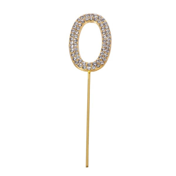 Tårtdekoration med ZIRCONS GOLDEN-nummer ""0""